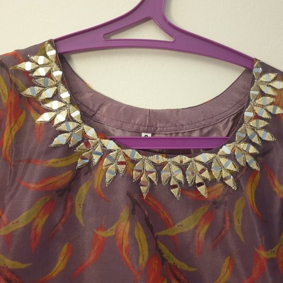 Organza Printed 3 Pcs Suit - Silk Plazzo & Organza Dupatta - Picture 7 of 7